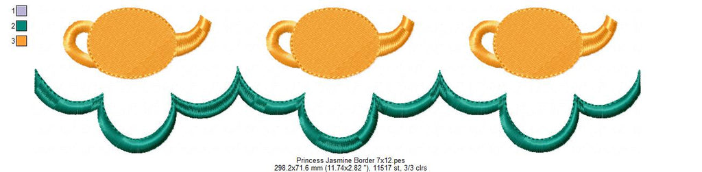 Princess Jasmine and Border - Fill Stitch Embroidery