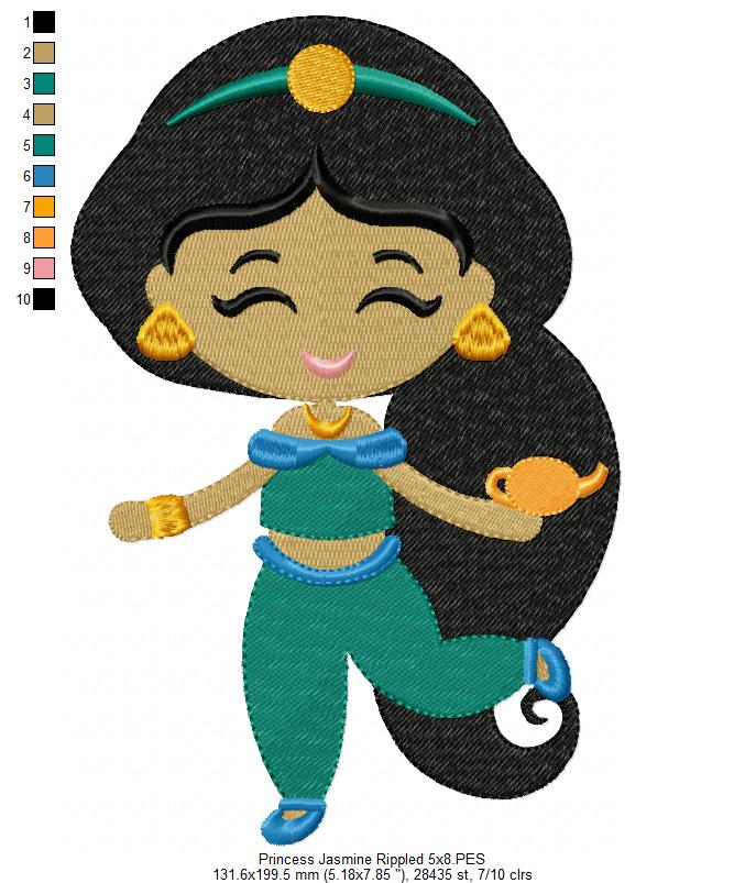 Princess Jasmine Cute - Fill Stitch - Machine Embroidery Design