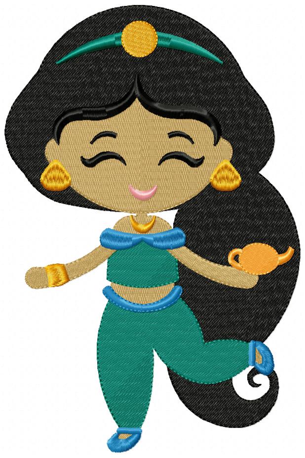 Princess Jasmine Cute - Fill Stitch Embroidery