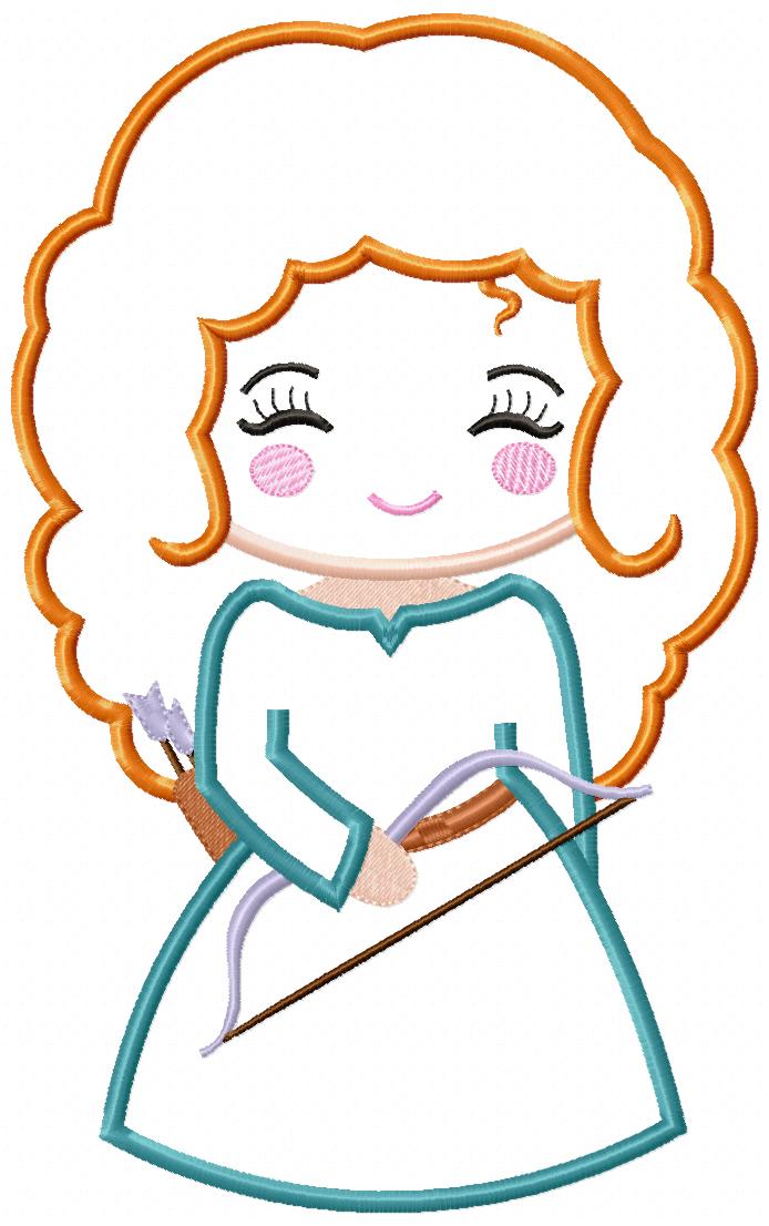 Princess Merida Cute - Applique - Machine Embroidery Design
