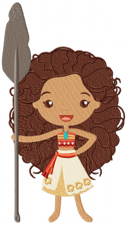 Princess Moana Cute - Fill Stitch - Machine Embroidery Design