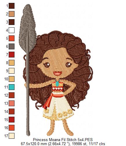 Princess Moana Cute - Fill Stitch - Machine Embroidery Design