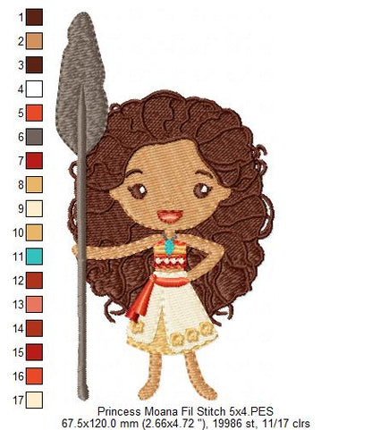 Princess Moana Cute - Fill Stitch - Machine Embroidery Design