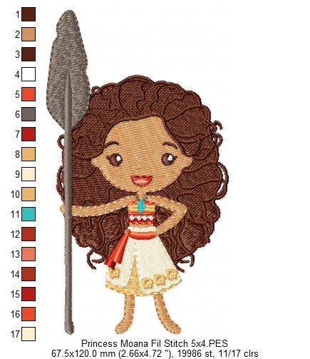 Princess Moana Cute - Fill Stitch