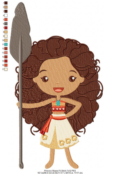 Princess Moana Cute - Fill Stitch - Machine Embroidery Design