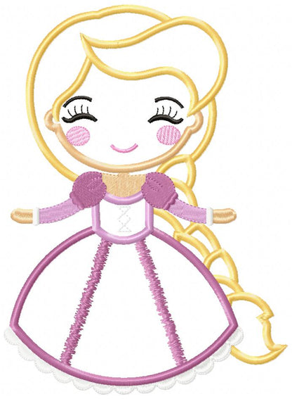 Princess Rapunzel Cute - Applique - Machine Embroidery Design