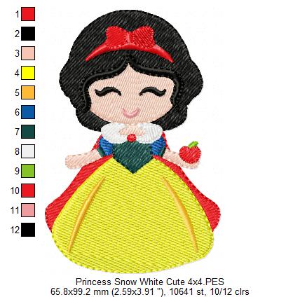 Princess Snow White and Border - Fill Stitch