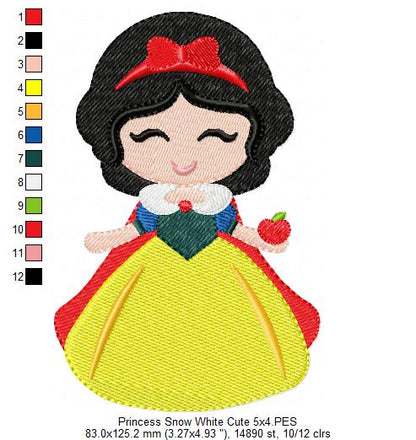 Princess Snow White Cute - Fill Stitch Embroidery