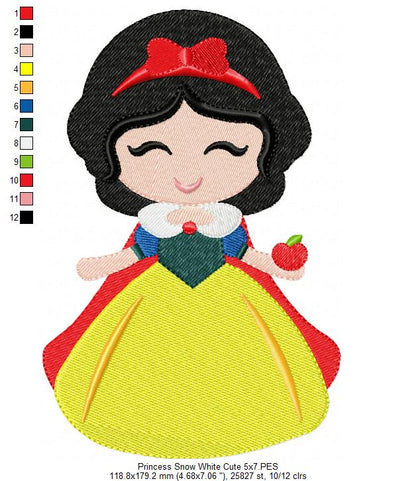 Princess Snow White and Border - Fill Stitch
