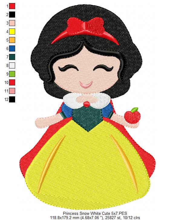 Princess Snow White Cute - Fill Stitch Embroidery