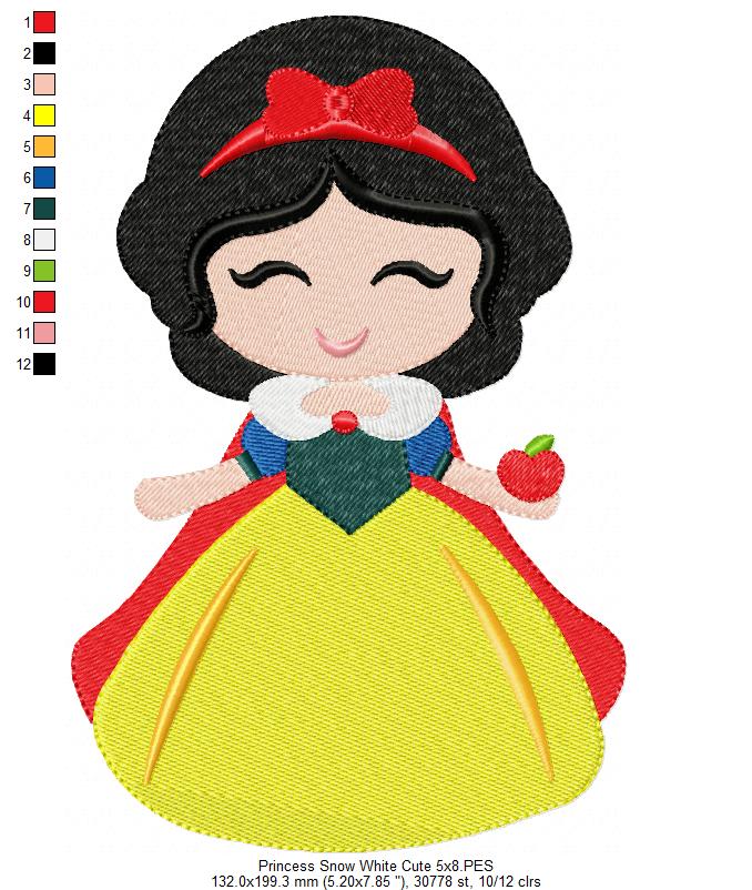 Princess Snow White and Border - Fill Stitch