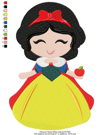 Princess Snow White Cute - Fill Stitch Embroidery