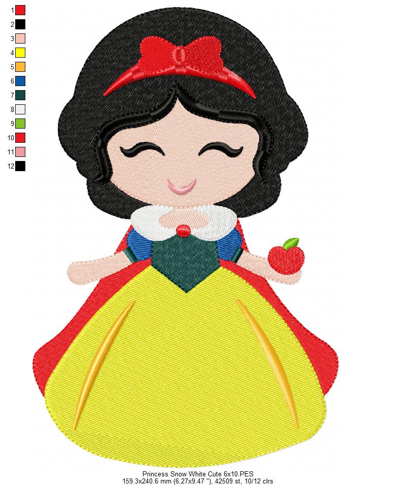 Princess Snow White and Border - Fill Stitch