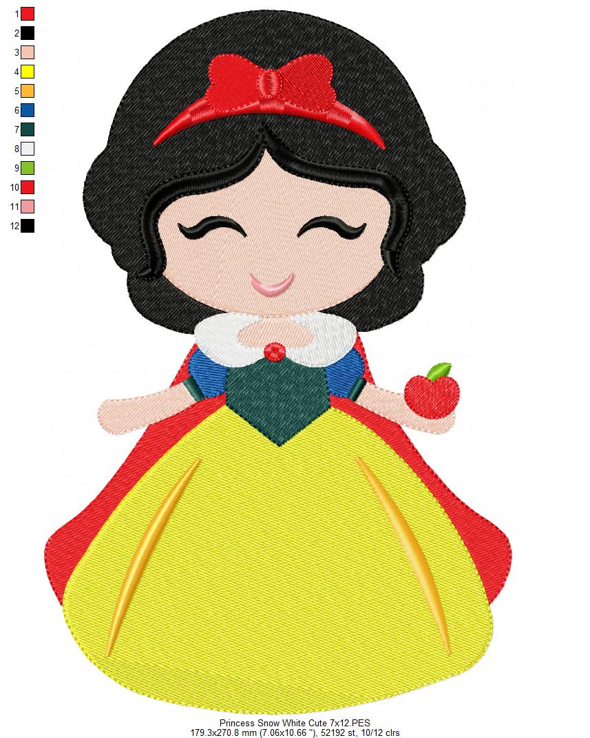 Princess Snow White and Border - Fill Stitch