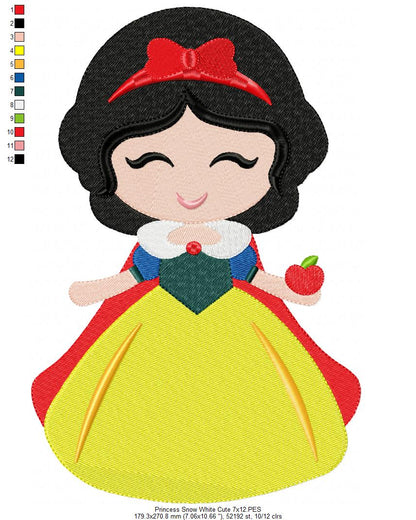 Princess Snow White and Border - Fill Stitch