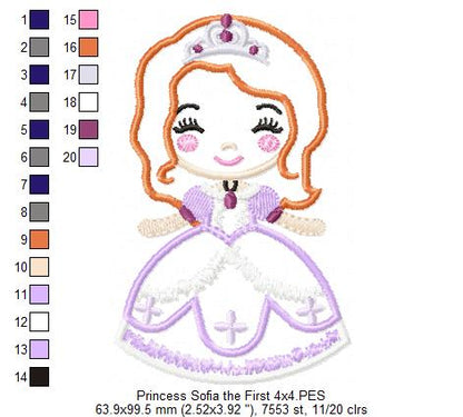 Princess Sophie the First Cute - Applique - Machine Embroidery Design