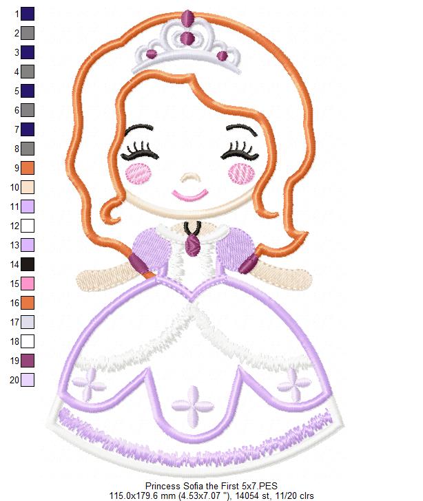 Princess Sophie the First Cute - Applique - Machine Embroidery Design