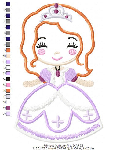Princess Sophie the First Cute - Applique - Machine Embroidery Design