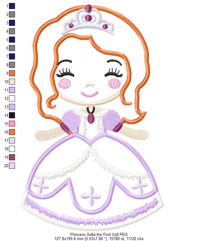 Princess Sophie the First Cute - Applique - Machine Embroidery Design