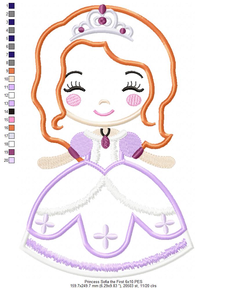 Princess Sophie the First Cute - Applique - Machine Embroidery Design