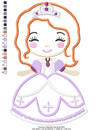 Princess Sophie the First Cute - Applique - Machine Embroidery Design
