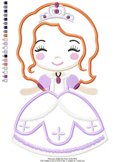 Princess Sophie the First Cute - Applique - Machine Embroidery Design