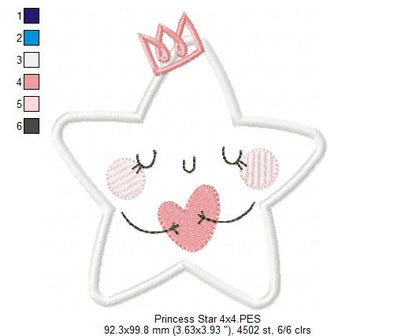 Princess Cloud, Moon and Star - Applique - Set of 3 designs