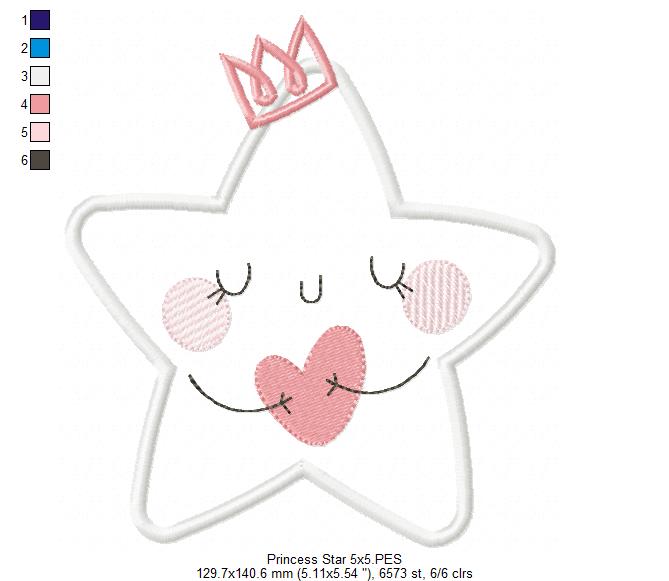 Princess Cloud, Moon and Star - Applique - Set of 3 designs
