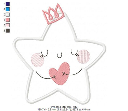 Princess Cloud, Moon and Star - Applique - Set of 3 designs