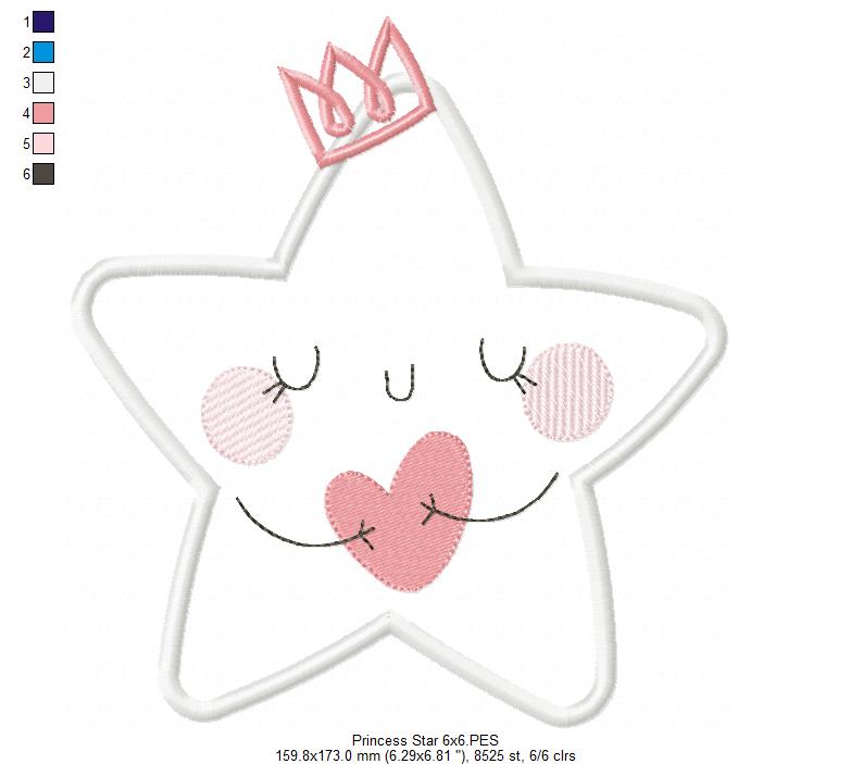 Princess Cloud, Moon and Star - Applique - Set of 3 designs
