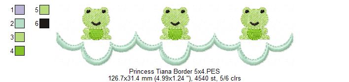 Princess Tiana and Border - Fill Stitch Embroidery