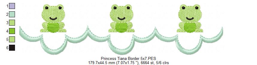 Princess Tiana and Border - Fill Stitch Embroidery