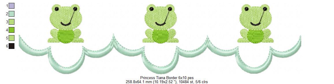 Princess Tiana and Border - Fill Stitch Embroidery