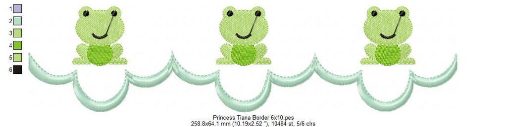 Princess Tiana and Border - Fill Stitch Embroidery