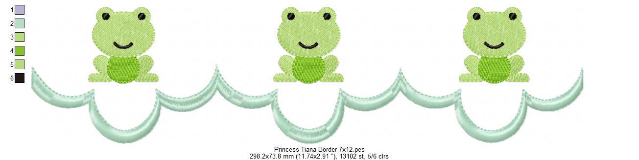 Princess Tiana and Border - Fill Stitch Embroidery