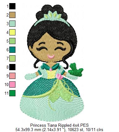 Princess Tiana Cute - Fill Stitch Machine Embroidery Design