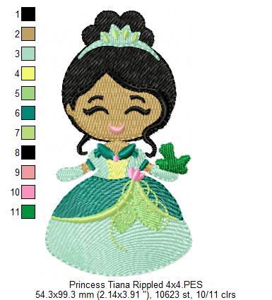 Princess Tiana and Border - Fill Stitch Embroidery