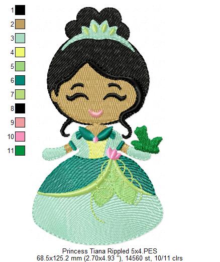 Princess Tiana Cute - Fill Stitch Machine Embroidery Design