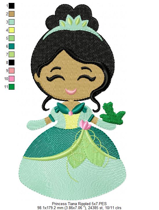 Princess Tiana Cute - Fill Stitch Machine Embroidery Design