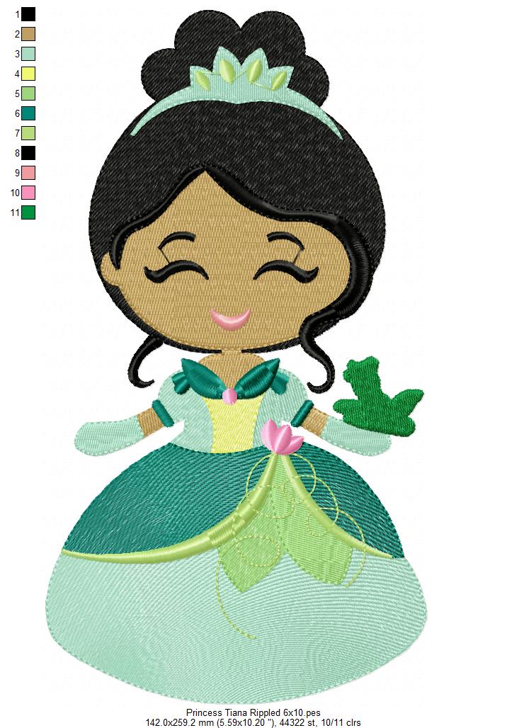 Princess Tiana and Border - Fill Stitch Embroidery