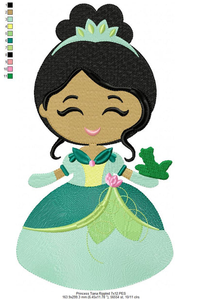 Princess Tiana and Border - Fill Stitch Embroidery