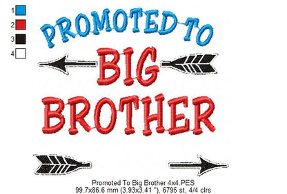 Promoted to Big Brother Sister Set – Satin Stitch – Machine Embroidery Design