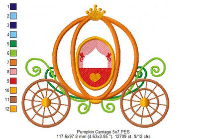Pumpkin Carriage - Applique - Machine Embroidery Design
