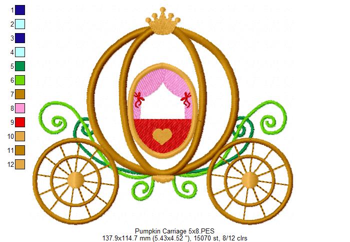 Pumpkin Carriage - Applique - Machine Embroidery Design