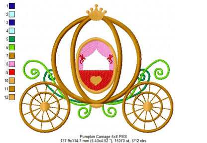 Pumpkin Carriage - Applique - Machine Embroidery Design