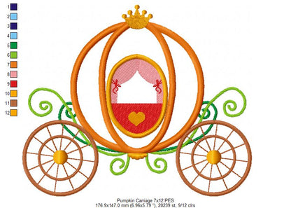 Pumpkin Carriage - Applique - Machine Embroidery Design