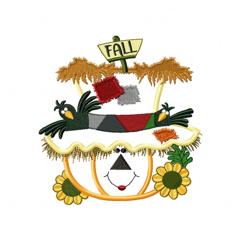 Pumpkin Fall Scarecrow - Applique Embroidery