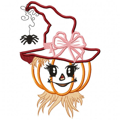 Halloween Witch Pumpkin Scarecrow - Applique - Machine Embroidery Design