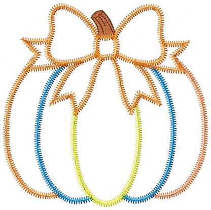 Sweet Patchwork Pumpkin – Zigzag Applique – Machine Embroidery Design