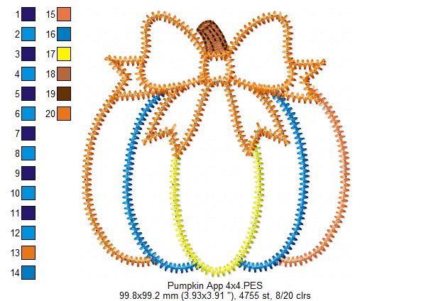 Sweet Patchwork Pumpkin – Zigzag Applique – Machine Embroidery Design